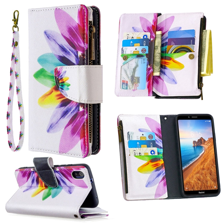 For Xiaomi Redmi 7A Colored Drawing Pattern Zipper Horizontal Flip Leather Case with Holder & Card Slots & Wallet