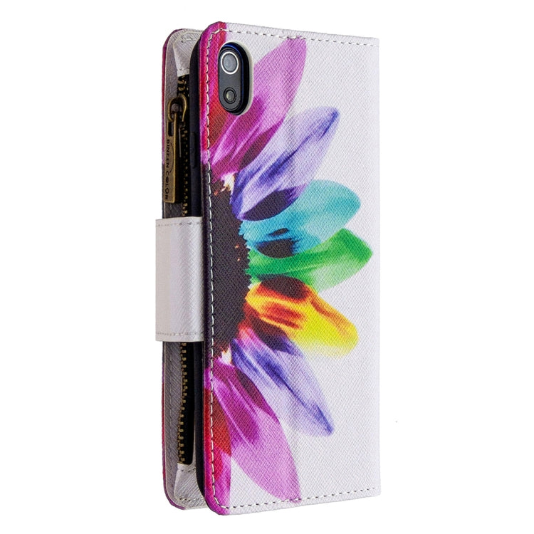 For Xiaomi Redmi 7A Colored Drawing Pattern Zipper Horizontal Flip Leather Case with Holder & Card Slots & Wallet