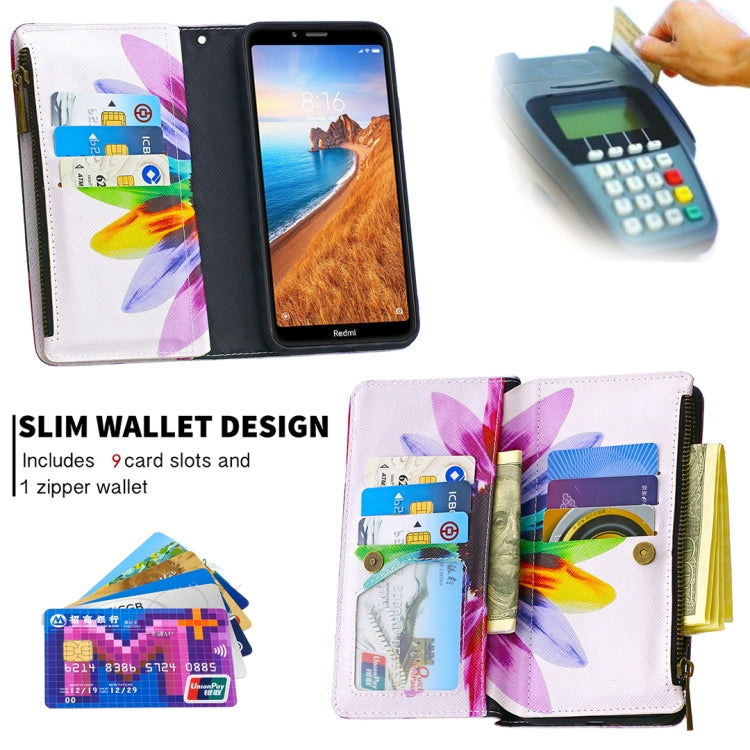 For Xiaomi Redmi 7A Colored Drawing Pattern Zipper Horizontal Flip Leather Case with Holder & Card Slots & Wallet