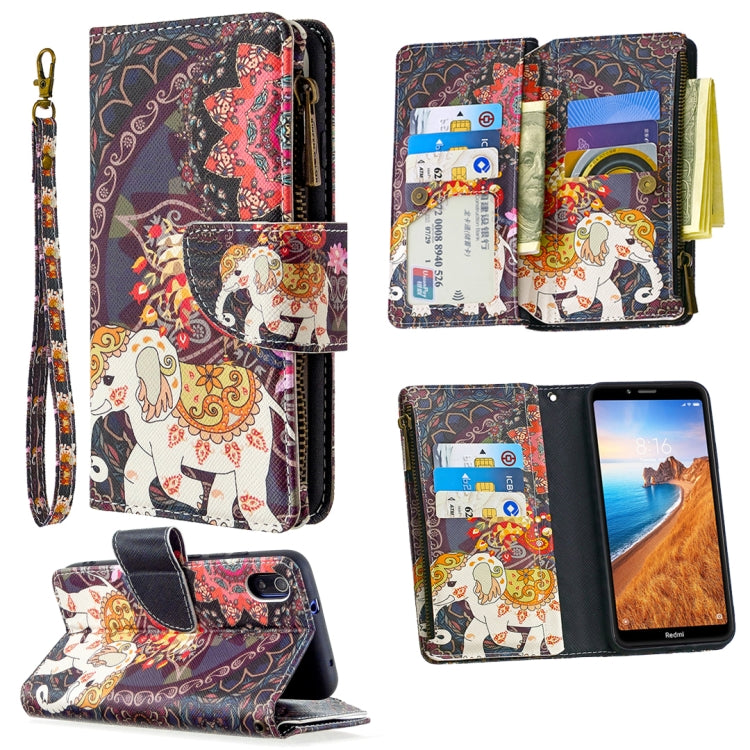 For Xiaomi Redmi 7A Colored Drawing Pattern Zipper Horizontal Flip Leather Case with Holder & Card Slots & Wallet