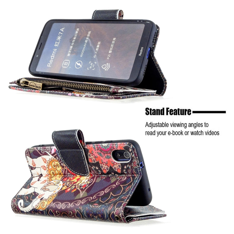 For Xiaomi Redmi 7A Colored Drawing Pattern Zipper Horizontal Flip Leather Case with Holder & Card Slots & Wallet