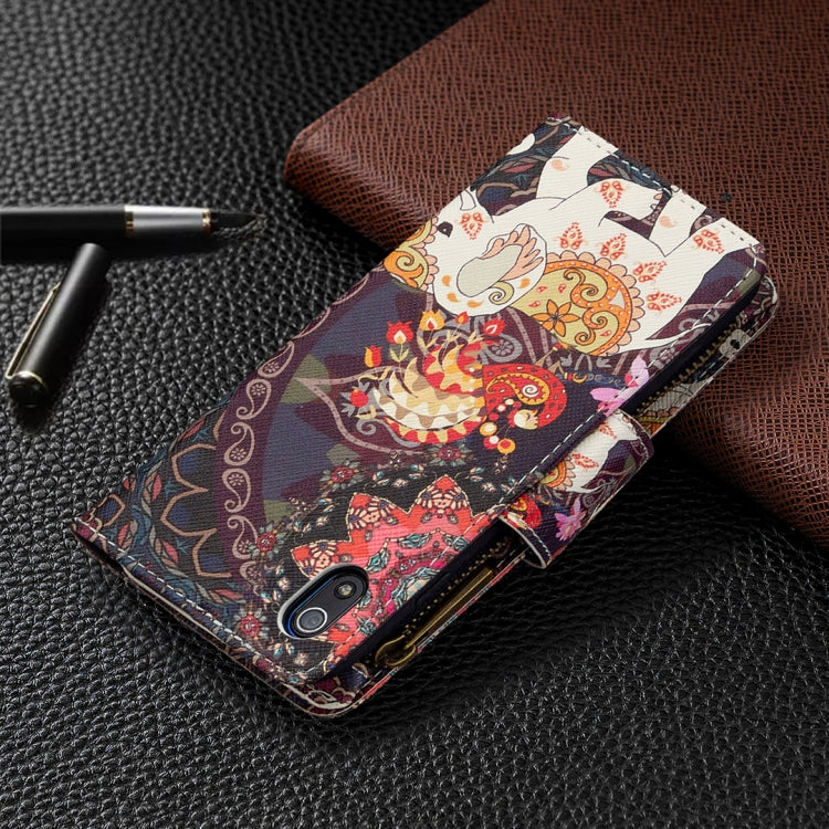 For Xiaomi Redmi 7A Colored Drawing Pattern Zipper Horizontal Flip Leather Case with Holder & Card Slots & Wallet