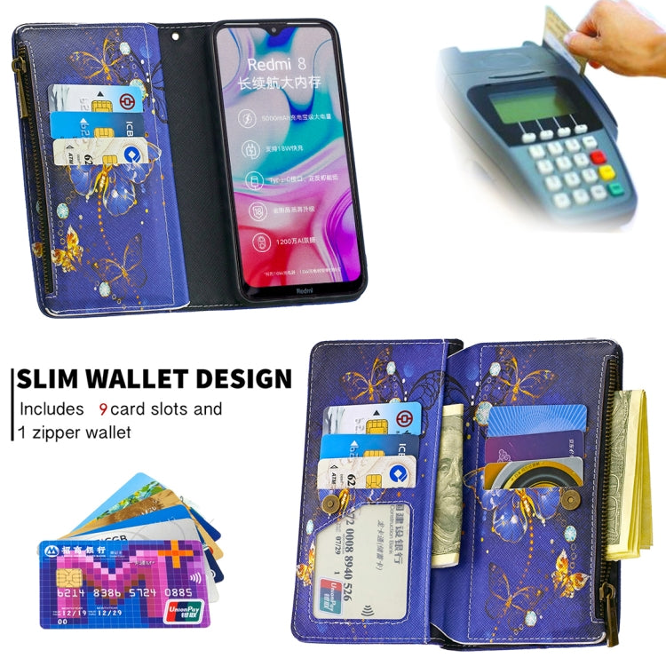 For Xiaomi Redmi 8 Colored Drawing Pattern Zipper Horizontal Flip Leather Case with Holder & Card Slots & Wallet