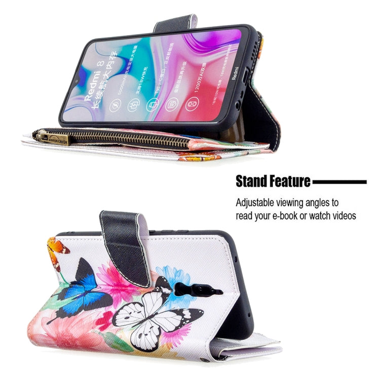For Xiaomi Redmi 8 Colored Drawing Pattern Zipper Horizontal Flip Leather Case with Holder & Card Slots & Wallet