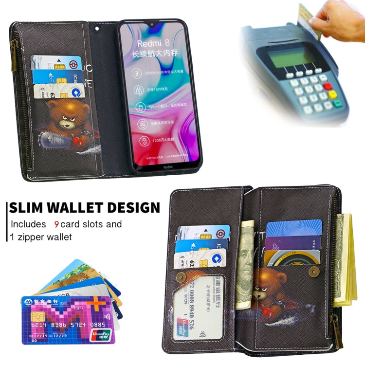 For Xiaomi Redmi 8 Colored Drawing Pattern Zipper Horizontal Flip Leather Case with Holder & Card Slots & Wallet