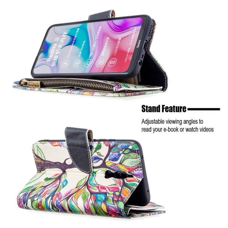 For Xiaomi Redmi 8 Colored Drawing Pattern Zipper Horizontal Flip Leather Case with Holder & Card Slots & Wallet