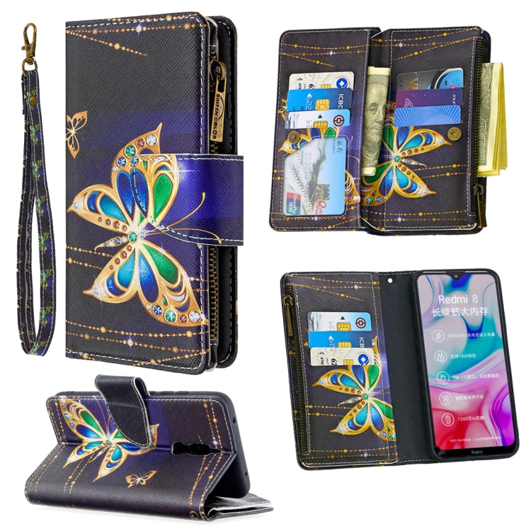 For Xiaomi Redmi 8 Colored Drawing Pattern Zipper Horizontal Flip Leather Case with Holder & Card Slots & Wallet