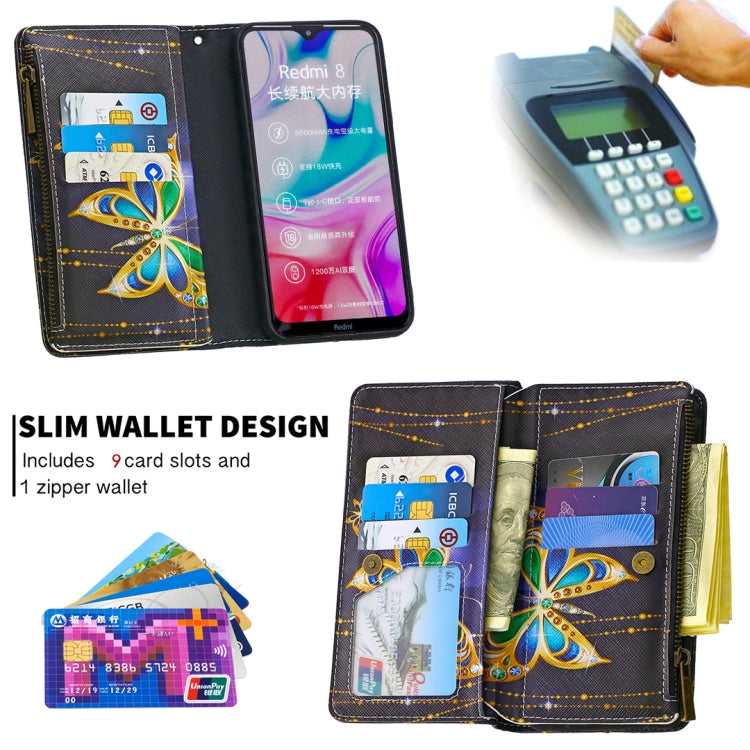 For Xiaomi Redmi 8 Colored Drawing Pattern Zipper Horizontal Flip Leather Case with Holder & Card Slots & Wallet