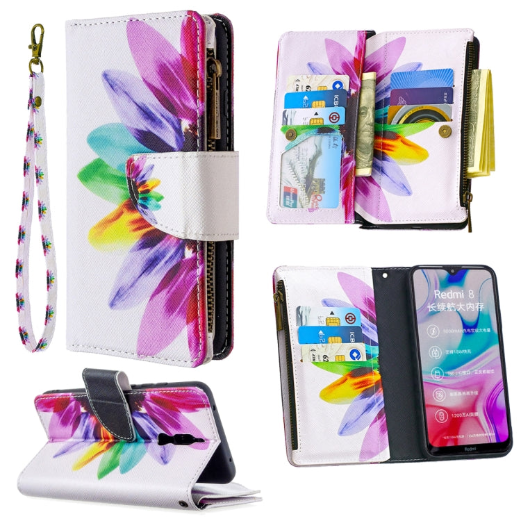 For Xiaomi Redmi 8 Colored Drawing Pattern Zipper Horizontal Flip Leather Case with Holder & Card Slots & Wallet
