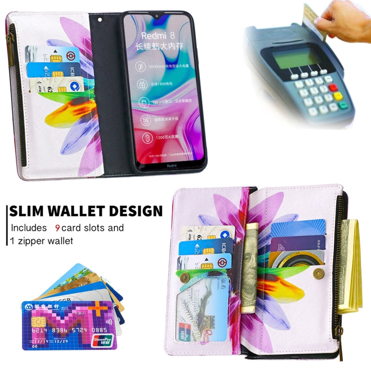For Xiaomi Redmi 8 Colored Drawing Pattern Zipper Horizontal Flip Leather Case with Holder & Card Slots & Wallet