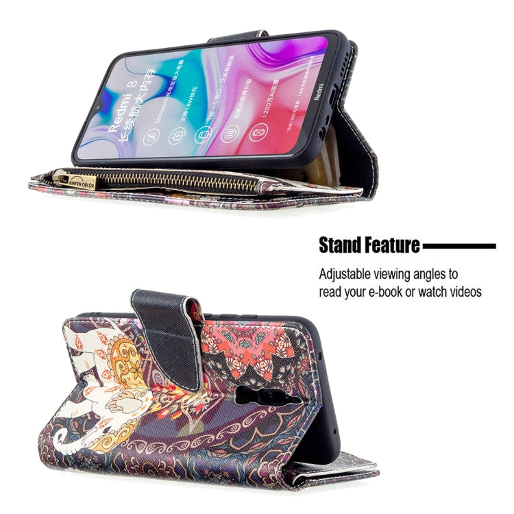 For Xiaomi Redmi 8 Colored Drawing Pattern Zipper Horizontal Flip Leather Case with Holder & Card Slots & Wallet