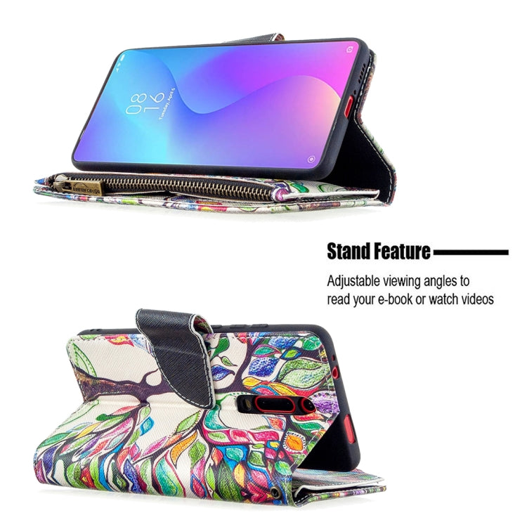 For Xiaomi Redmi K20 / Mi 9T Colored Drawing Pattern Zipper Horizontal Flip Leather Case with Holder & Card Slots & Wallet