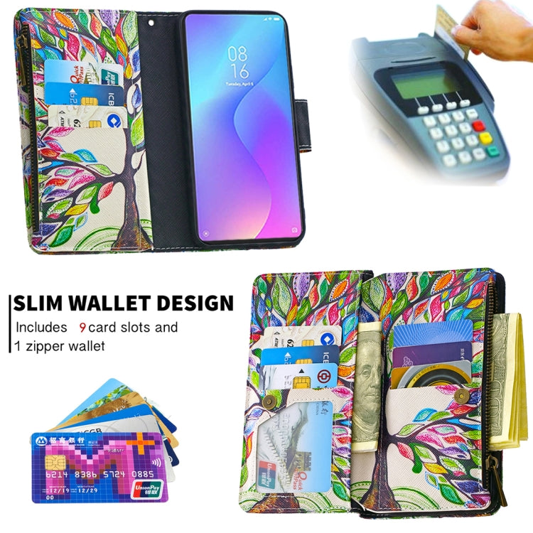 For Xiaomi Redmi K20 / Mi 9T Colored Drawing Pattern Zipper Horizontal Flip Leather Case with Holder & Card Slots & Wallet