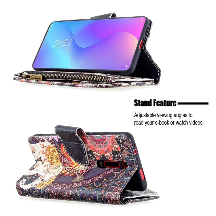 For Xiaomi Redmi K20 / Mi 9T Colored Drawing Pattern Zipper Horizontal Flip Leather Case with Holder & Card Slots & Wallet