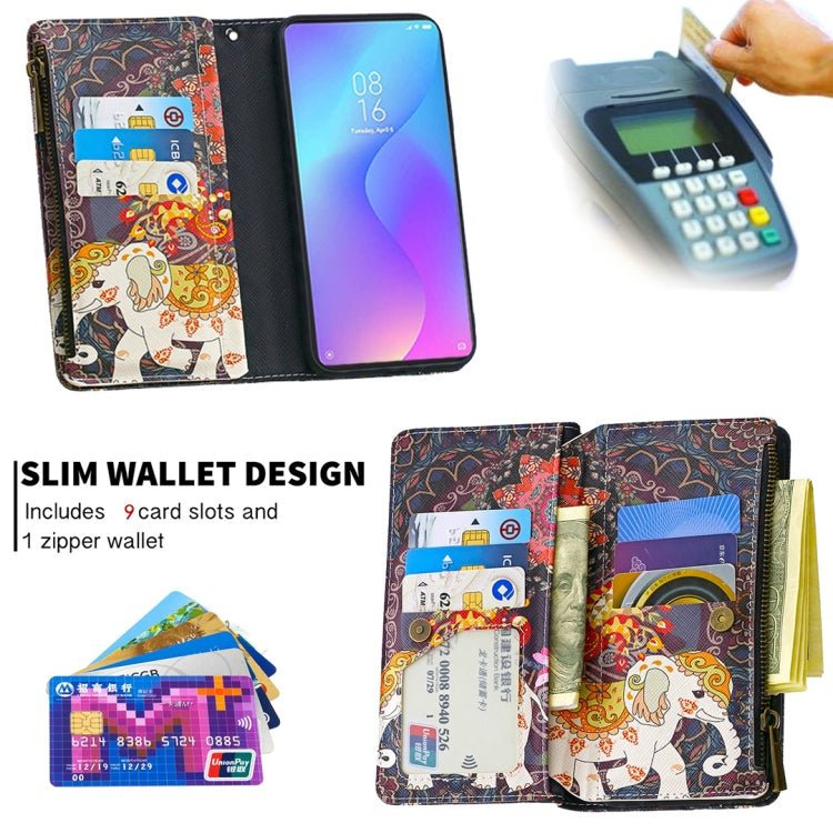 For Xiaomi Redmi K20 / Mi 9T Colored Drawing Pattern Zipper Horizontal Flip Leather Case with Holder & Card Slots & Wallet