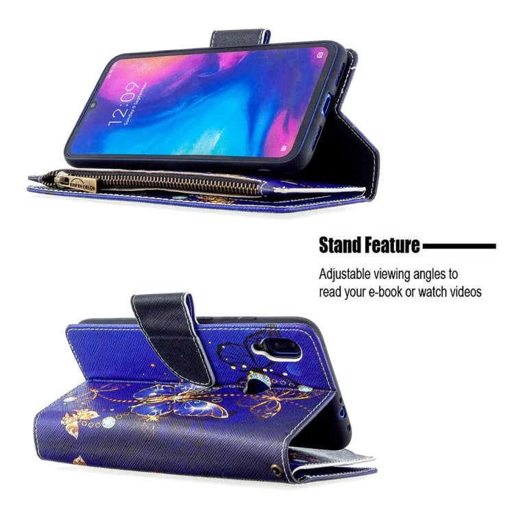 For Xiaomi Redmi Note 7 Colored Drawing Pattern Zipper Horizontal Flip Leather Case with Holder & Card Slots & Wallet