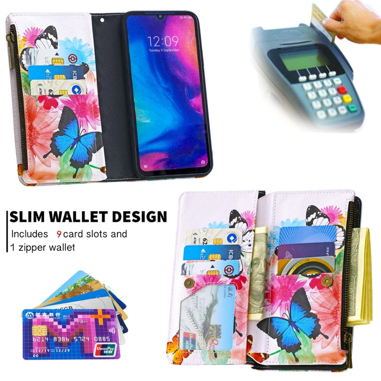 For Xiaomi Redmi Note 7 Colored Drawing Pattern Zipper Horizontal Flip Leather Case with Holder & Card Slots & Wallet