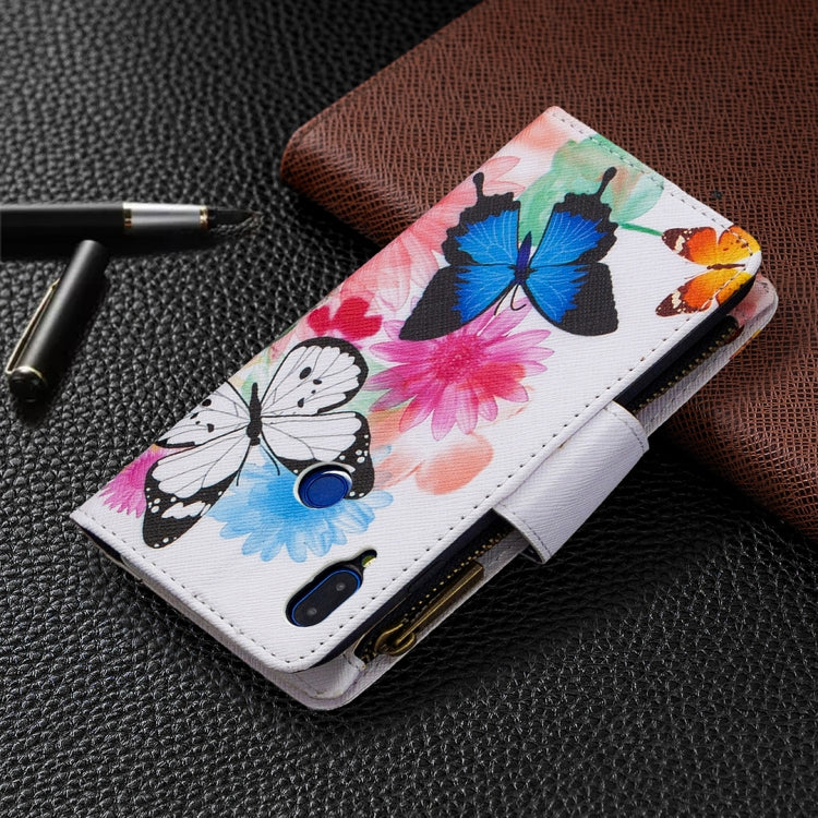For Xiaomi Redmi Note 7 Colored Drawing Pattern Zipper Horizontal Flip Leather Case with Holder & Card Slots & Wallet