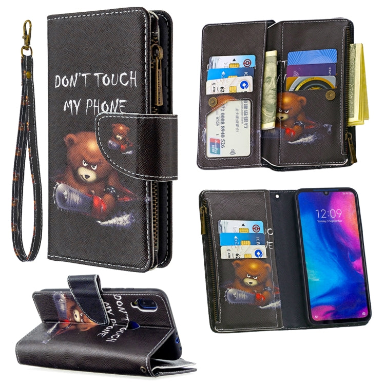 For Xiaomi Redmi Note 7 Colored Drawing Pattern Zipper Horizontal Flip Leather Case with Holder & Card Slots & Wallet