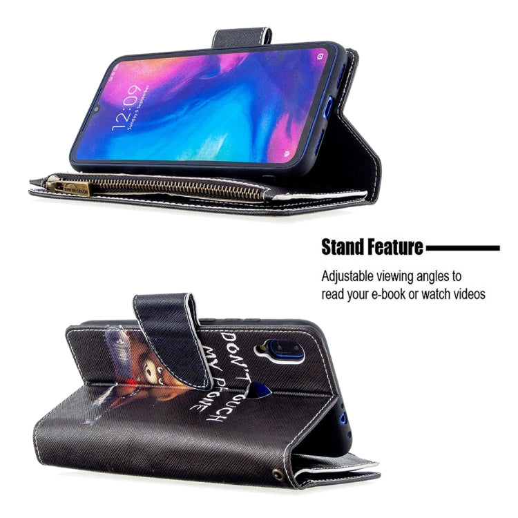 For Xiaomi Redmi Note 7 Colored Drawing Pattern Zipper Horizontal Flip Leather Case with Holder & Card Slots & Wallet