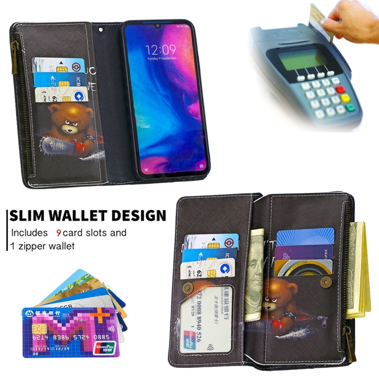 For Xiaomi Redmi Note 7 Colored Drawing Pattern Zipper Horizontal Flip Leather Case with Holder & Card Slots & Wallet