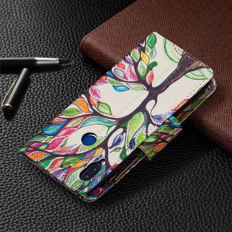 For Xiaomi Redmi Note 7 Colored Drawing Pattern Zipper Horizontal Flip Leather Case with Holder & Card Slots & Wallet