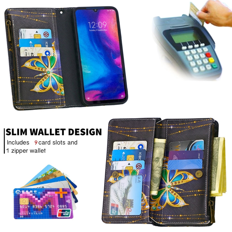 For Xiaomi Redmi Note 7 Colored Drawing Pattern Zipper Horizontal Flip Leather Case with Holder & Card Slots & Wallet