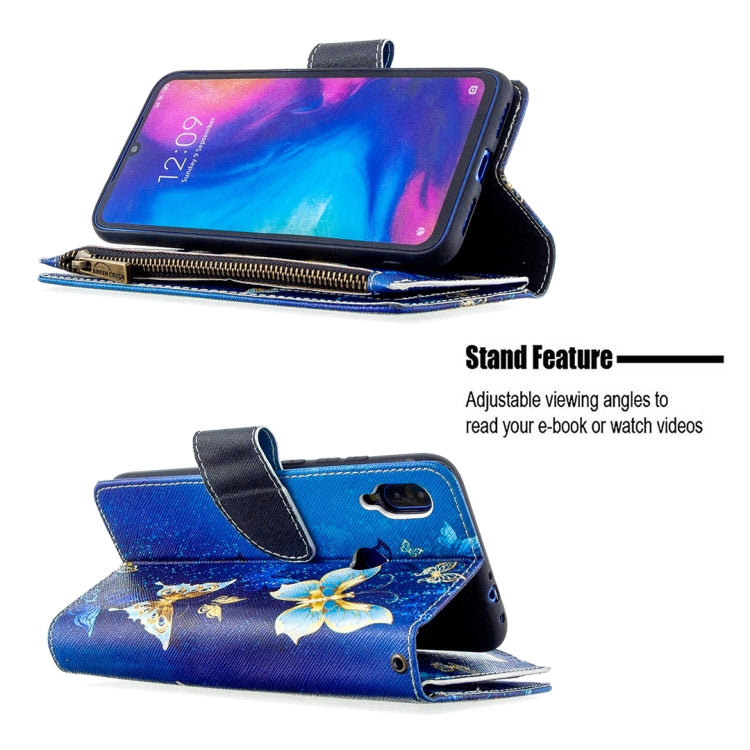 For Xiaomi Redmi Note 7 Colored Drawing Pattern Zipper Horizontal Flip Leather Case with Holder & Card Slots & Wallet