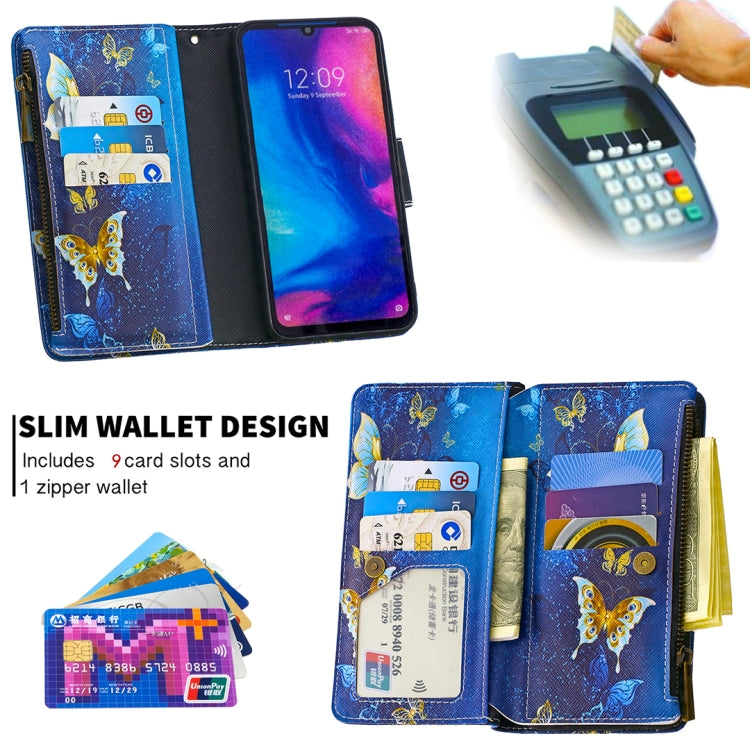 For Xiaomi Redmi Note 7 Colored Drawing Pattern Zipper Horizontal Flip Leather Case with Holder & Card Slots & Wallet