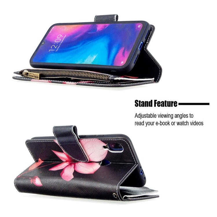 For Xiaomi Redmi Note 7 Colored Drawing Pattern Zipper Horizontal Flip Leather Case with Holder & Card Slots & Wallet