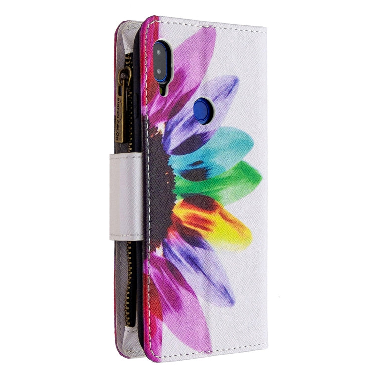 For Xiaomi Redmi Note 7 Colored Drawing Pattern Zipper Horizontal Flip Leather Case with Holder & Card Slots & Wallet