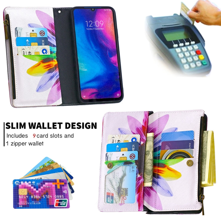 For Xiaomi Redmi Note 7 Colored Drawing Pattern Zipper Horizontal Flip Leather Case with Holder & Card Slots & Wallet