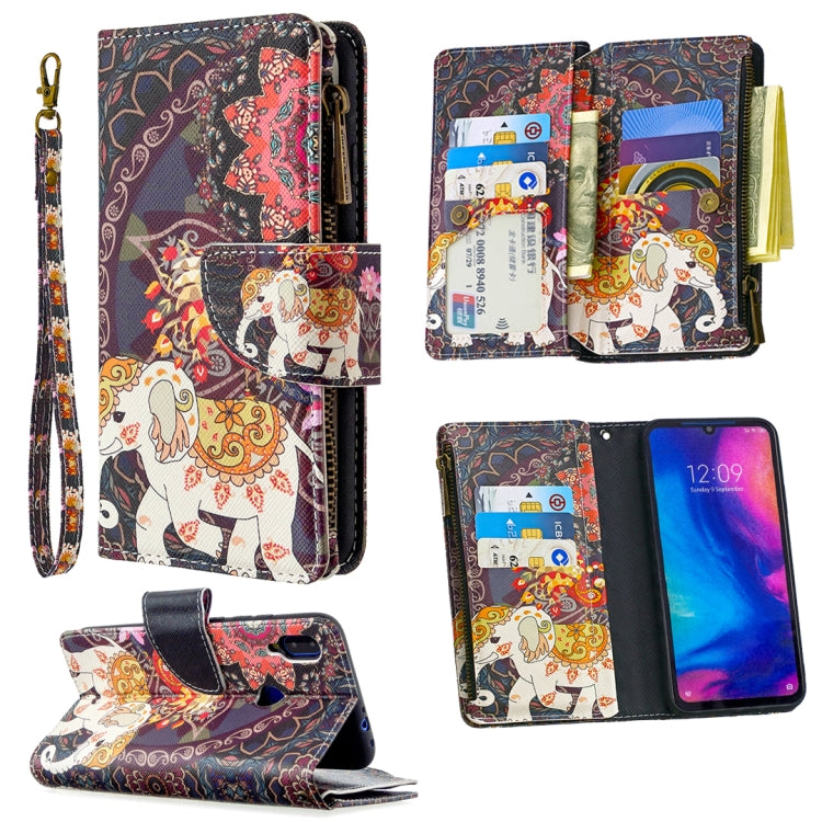 For Xiaomi Redmi Note 7 Colored Drawing Pattern Zipper Horizontal Flip Leather Case with Holder & Card Slots & Wallet