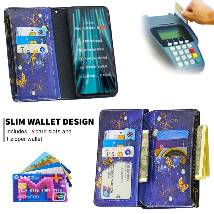 For Xiaomi Redmi Note 8 Pro Colored Drawing Pattern Zipper Horizontal Flip Leather Case with Holder & Card Slots & Wallet