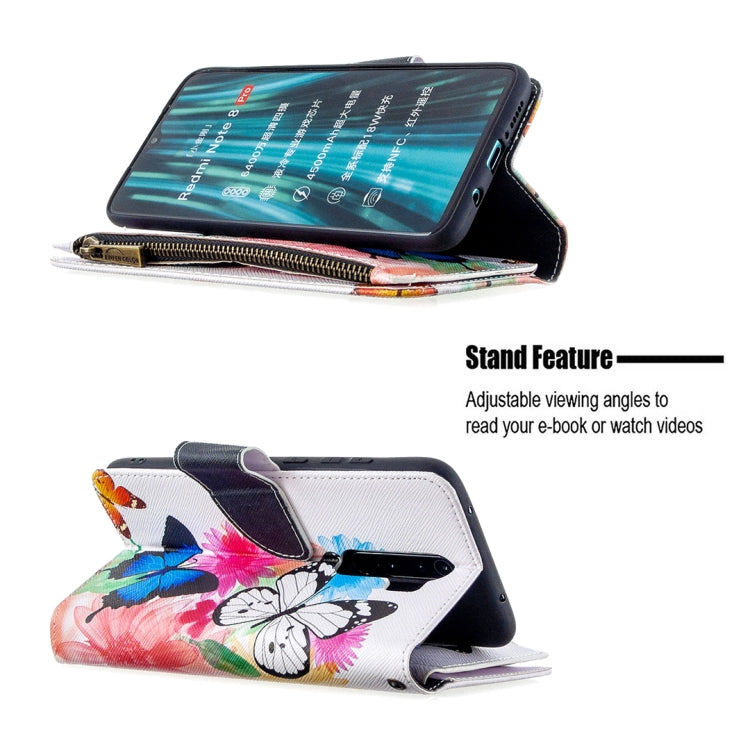 For Xiaomi Redmi Note 8 Pro Colored Drawing Pattern Zipper Horizontal Flip Leather Case with Holder & Card Slots & Wallet