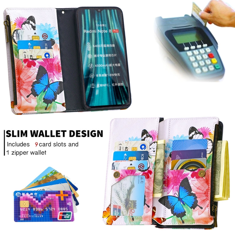 For Xiaomi Redmi Note 8 Pro Colored Drawing Pattern Zipper Horizontal Flip Leather Case with Holder & Card Slots & Wallet