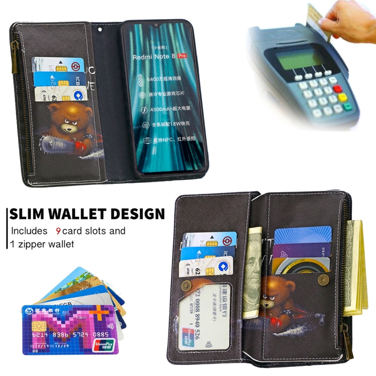 For Xiaomi Redmi Note 8 Pro Colored Drawing Pattern Zipper Horizontal Flip Leather Case with Holder & Card Slots & Wallet