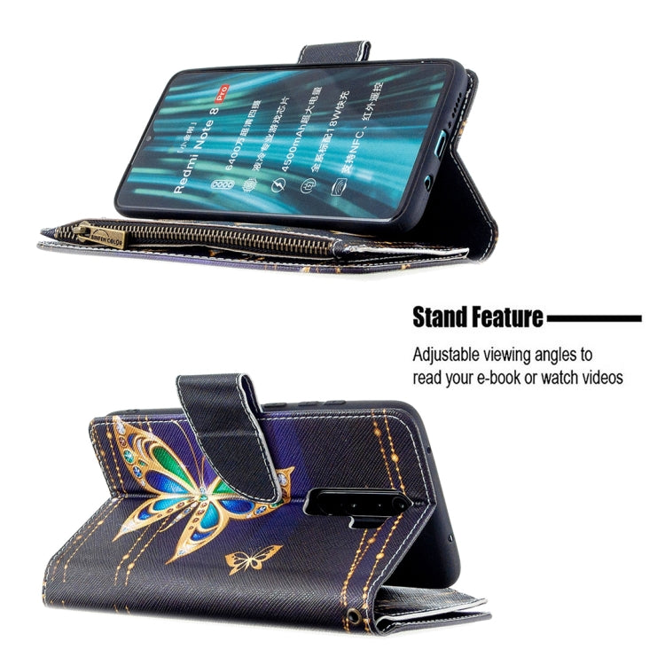 For Xiaomi Redmi Note 8 Pro Colored Drawing Pattern Zipper Horizontal Flip Leather Case with Holder & Card Slots & Wallet