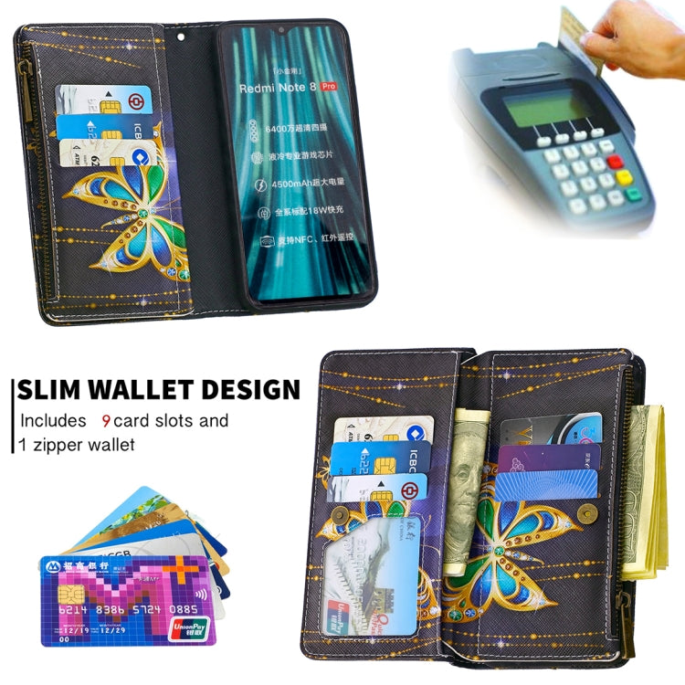 For Xiaomi Redmi Note 8 Pro Colored Drawing Pattern Zipper Horizontal Flip Leather Case with Holder & Card Slots & Wallet