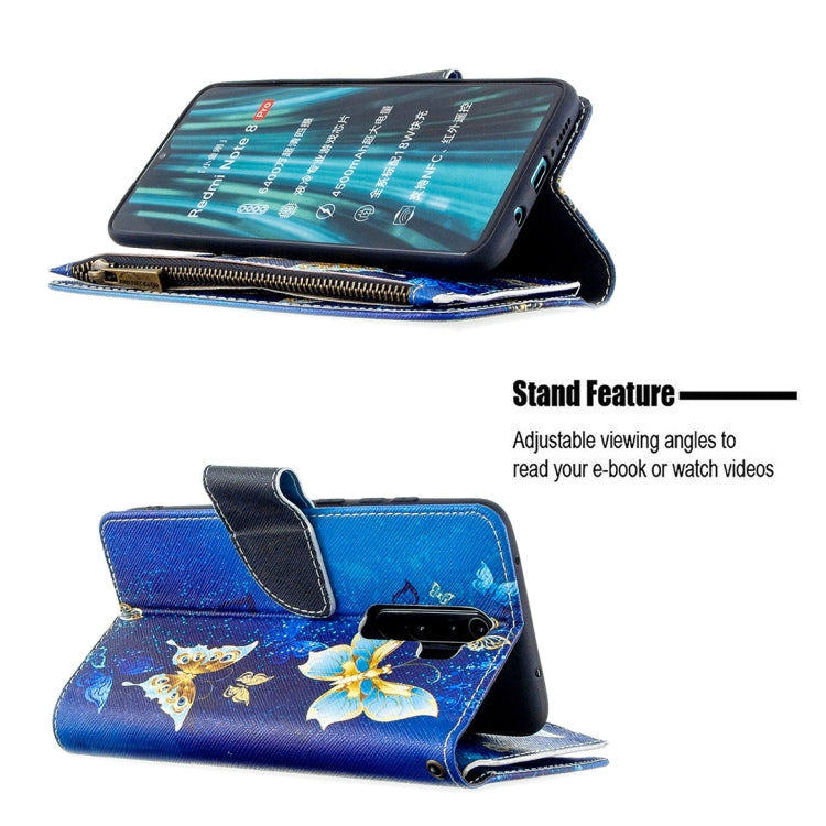 For Xiaomi Redmi Note 8 Pro Colored Drawing Pattern Zipper Horizontal Flip Leather Case with Holder & Card Slots & Wallet