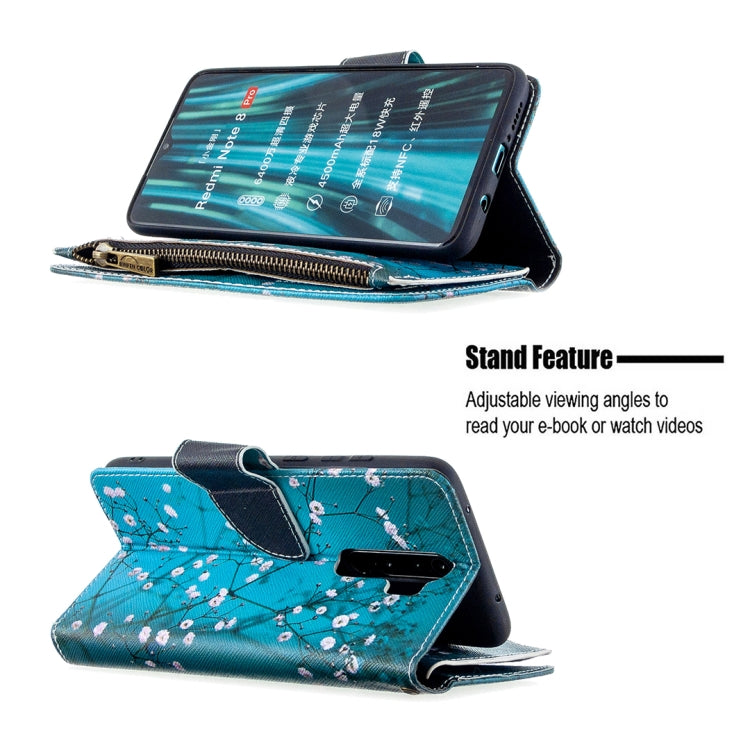 For Xiaomi Redmi Note 8 Pro Colored Drawing Pattern Zipper Horizontal Flip Leather Case with Holder & Card Slots & Wallet