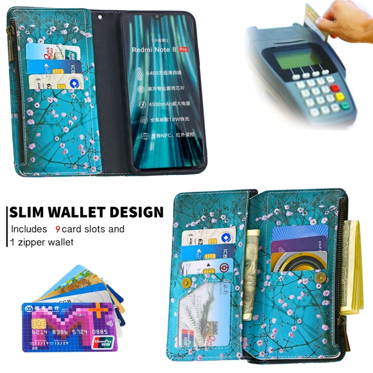 For Xiaomi Redmi Note 8 Pro Colored Drawing Pattern Zipper Horizontal Flip Leather Case with Holder & Card Slots & Wallet