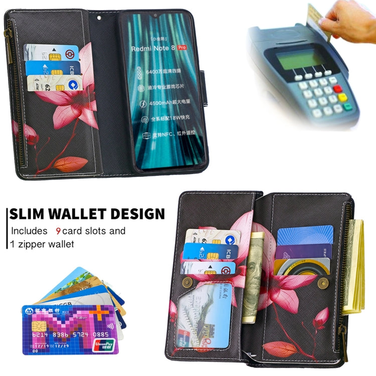 For Xiaomi Redmi Note 8 Pro Colored Drawing Pattern Zipper Horizontal Flip Leather Case with Holder & Card Slots & Wallet