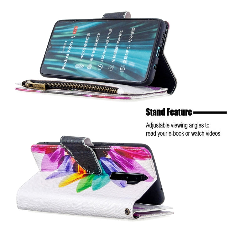 For Xiaomi Redmi Note 8 Pro Colored Drawing Pattern Zipper Horizontal Flip Leather Case with Holder & Card Slots & Wallet