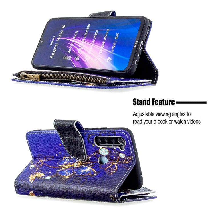 For Xiaomi Redmi Note 8 Colored Drawing Pattern Zipper Horizontal Flip Leather Case with Holder & Card Slots & Wallet