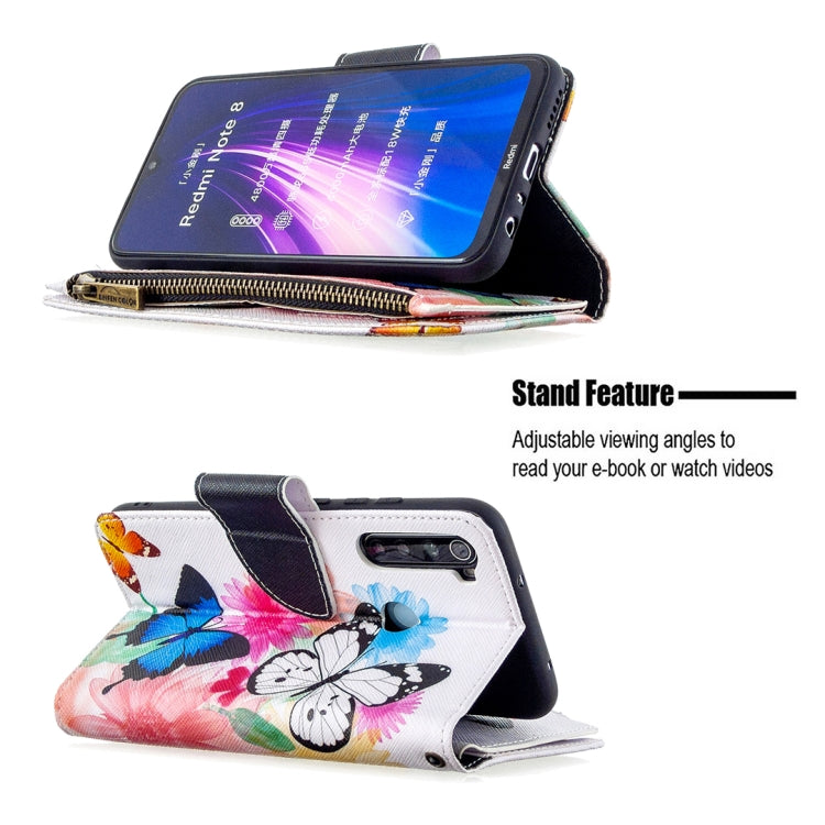 For Xiaomi Redmi Note 8 Colored Drawing Pattern Zipper Horizontal Flip Leather Case with Holder & Card Slots & Wallet