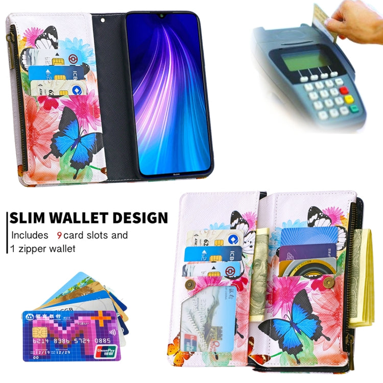 For Xiaomi Redmi Note 8 Colored Drawing Pattern Zipper Horizontal Flip Leather Case with Holder & Card Slots & Wallet