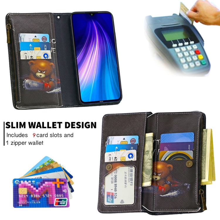 For Xiaomi Redmi Note 8 Colored Drawing Pattern Zipper Horizontal Flip Leather Case with Holder & Card Slots & Wallet