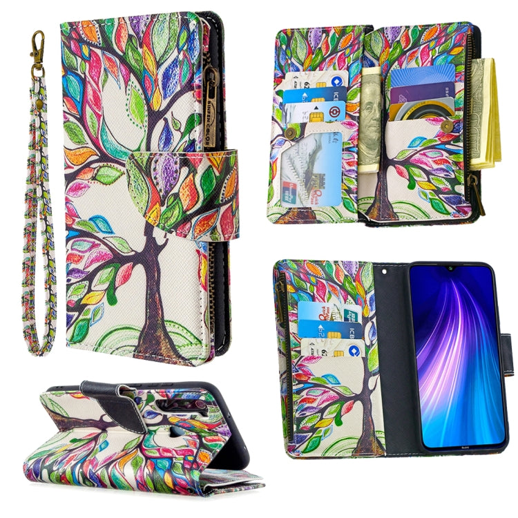 For Xiaomi Redmi Note 8 Colored Drawing Pattern Zipper Horizontal Flip Leather Case with Holder & Card Slots & Wallet