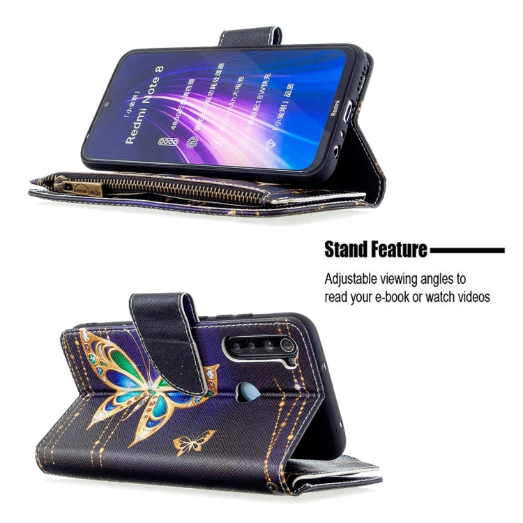 For Xiaomi Redmi Note 8 Colored Drawing Pattern Zipper Horizontal Flip Leather Case with Holder & Card Slots & Wallet